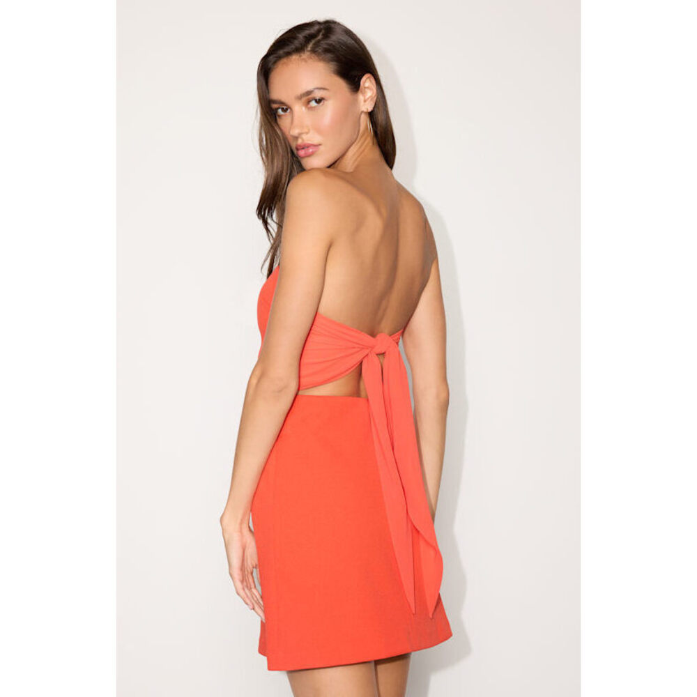 Lulus Nadine Bright Orange Strapless Tie-back Mini Dress - Size L